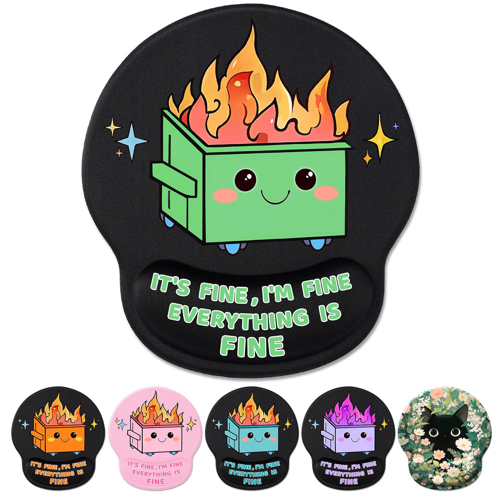 Hancynir Funny Ergonomic Mouse Pad With Wrist Support, Dumpster On Fire Cute Mouse Pads Wrist Rest For Desk, Computer Mousepad F