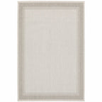 HomeRoots Polypropylene 8’x10’ Ivory and Gray Bordered Indoor Outdoor Area Rug