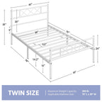 Yaheetech Metal Bed Frame Platform With Headboard And Footboard Mattress Foundation No Box Spring Needed Under Bed Storage Strong Slat Support Twin Size White