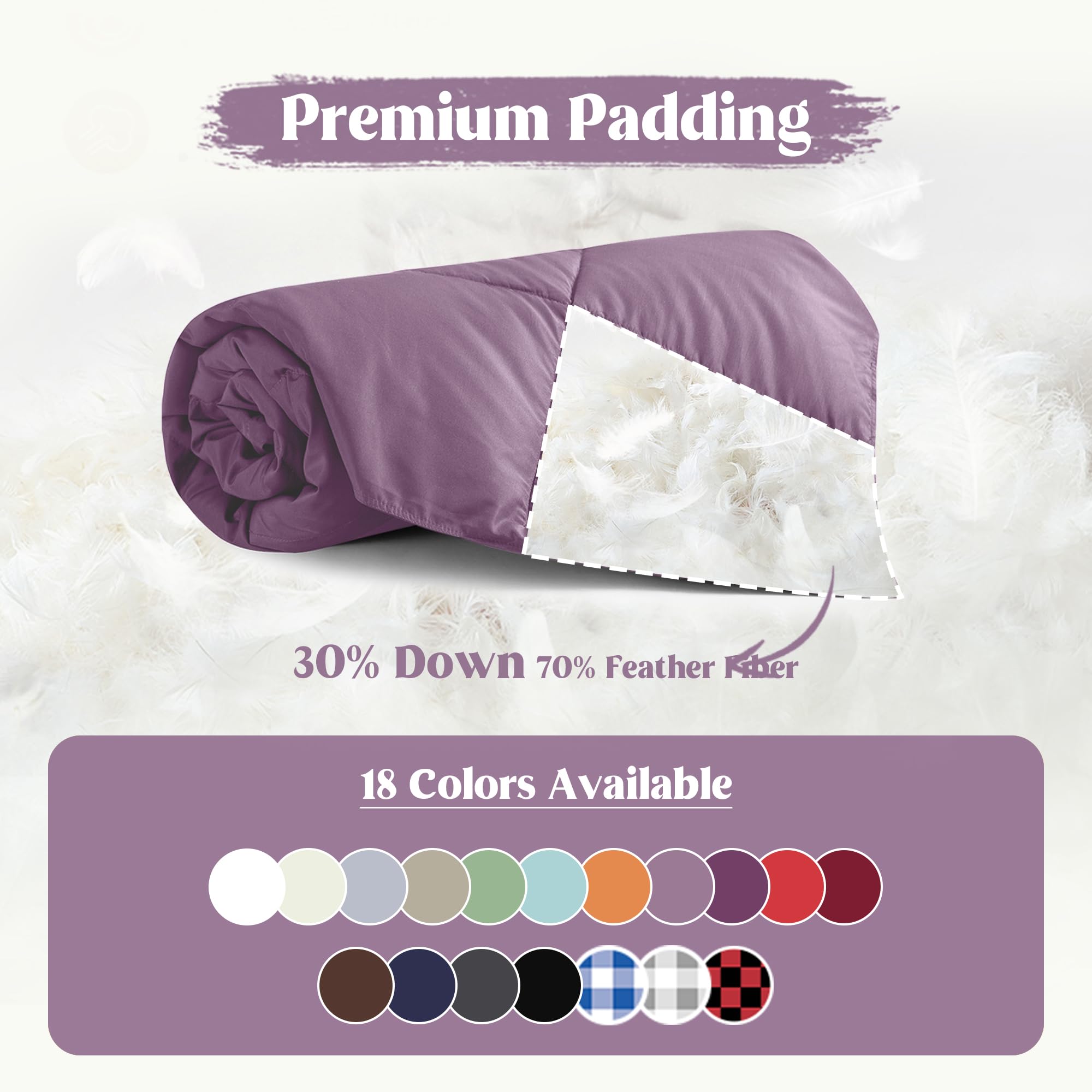 puredown Soft Feather Down Throw Blanket Lightweight Packable Couch Throw Lavender 50"X70"