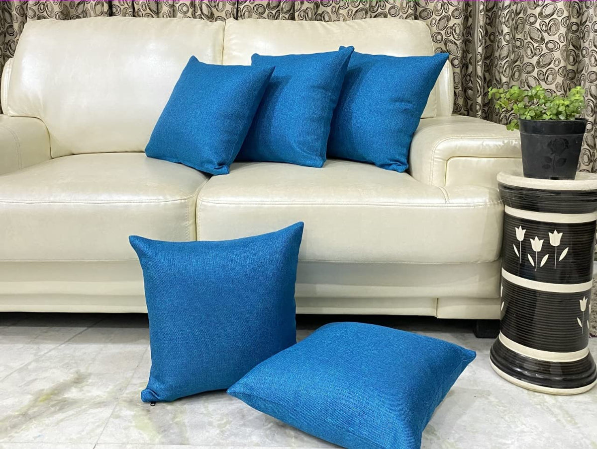Yuku Decorative Jute Sofa Cushion Covers Set Of 4,With Color Fastness,Set Of 5,16 * 16 Inches,Perfect For Sofa, Chair, Cars (16