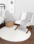 Unique Loom Solo Collection Area Rug - Calabasas (5 3 Round, Snow White)