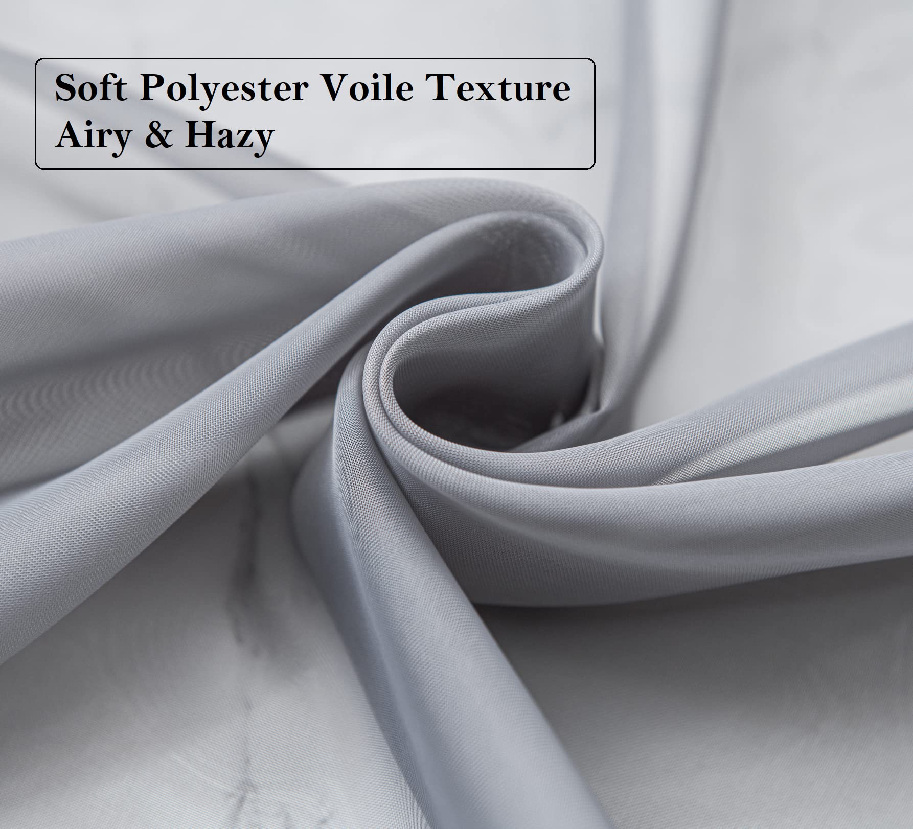 Pi Sheer Curtains 84 Inches Length With Rod Pocket,Privacy Voile Textured Window Backdrop For Bedroom/Living Room 2 Panels (W52 X L84, Dark Grey)