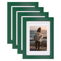 KINLINK 5x7 Picture Frames Green Wood Frames with Acrylic Plexiglass for 3.5x5/4x6 with Mat or 5x7 without Mat, Tabletop and Wal