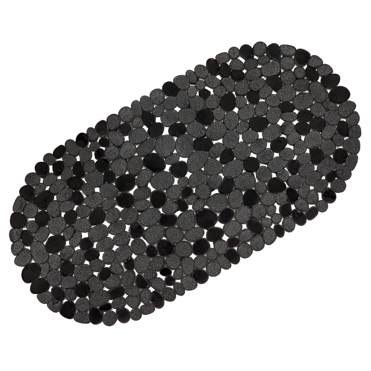 WELTRXE Pebbles Bath Mat for Tub Black Non-Slip Bathtub Mat with Suction Cups, Drain Holes for Bathroom Showers, Tub, Machine Wa