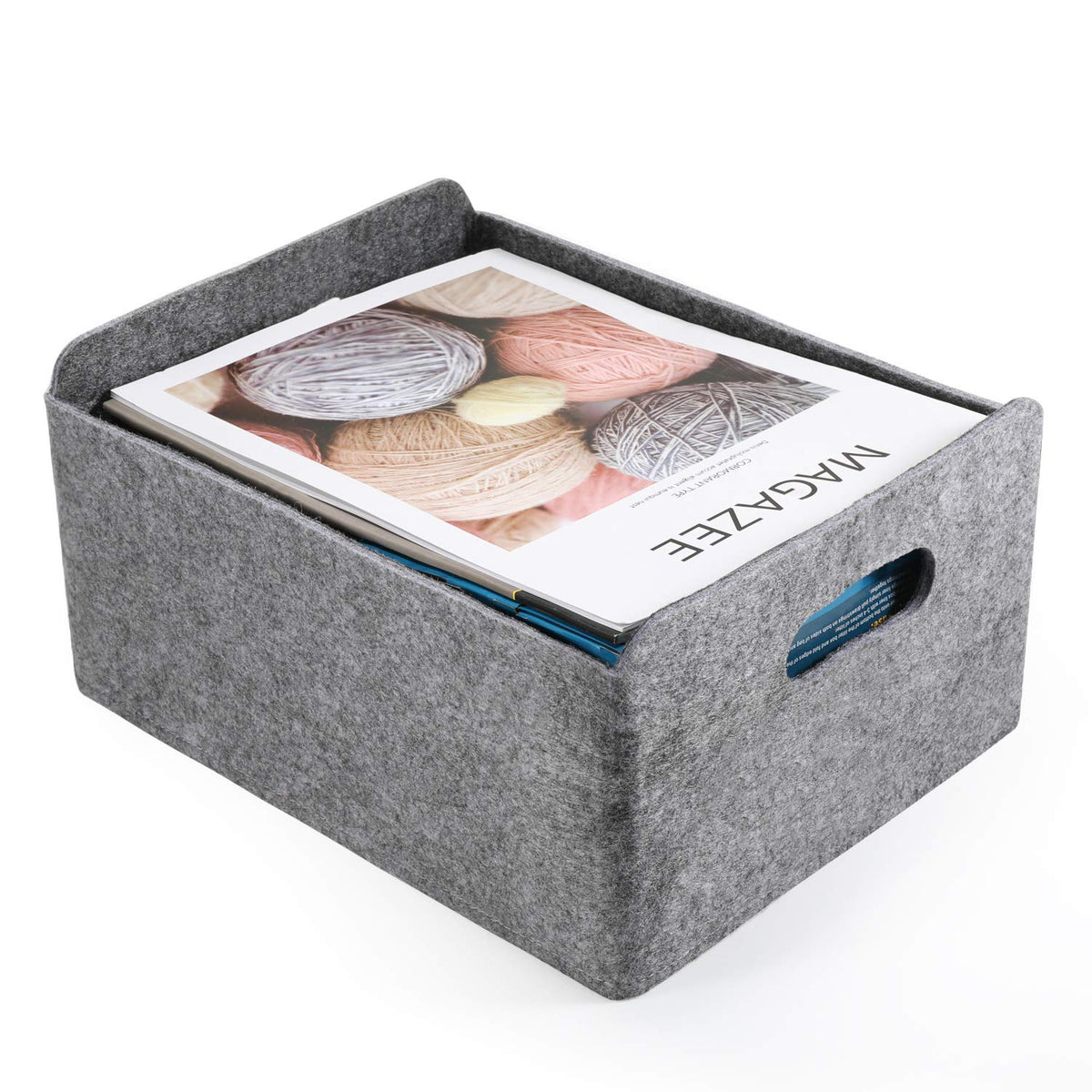 Welaxy Storage Baskets Felt Foldable Storage Cube Bin Shelf Bins Organizer Felt Box For Kids Toys Magazine Books Clothes For Office Bedroom Closet Babies Nursery (Purple X 3)