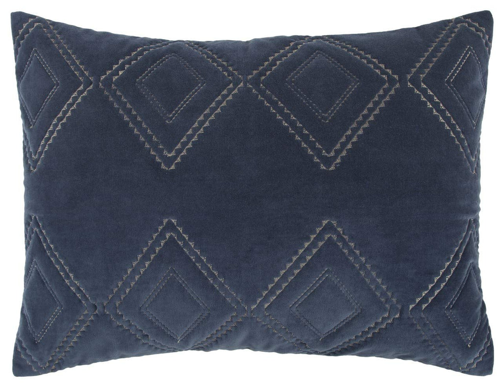 Rizzy Home | BQ4530 | Polyester Quilt | 90"x92" Blue/Metallic/ Geometric