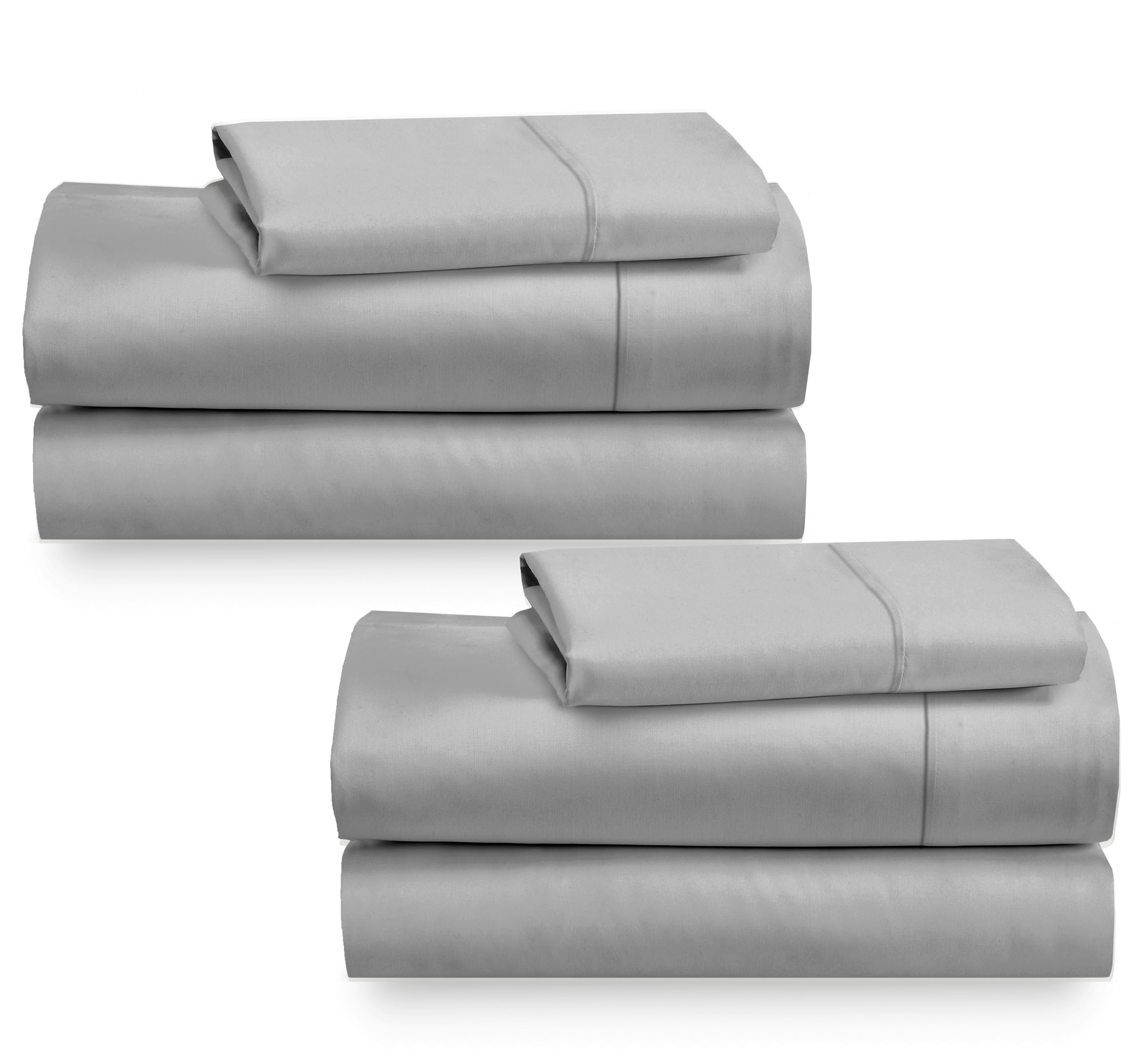 California Design Den 2-Pack Twin Cotton Sheet Sets - 400 Thread Count 100% Cotton Sateen - Extra Soft, Breathable & Cooling She