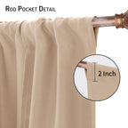Dwcn Blackout Curtains-Tie Up Shade For Window Thermal Insulated Room Darkening Rod Pocket Curtains For Kitchen, Beige, W42 X L6