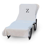 Luxury Hotel & Spa Monogrammed Pool Chaise Lounge Cover, Block Letter Embroidered - Extra Absorbent 100% Turkish Cotton- Soft Terry - Hotel-Style, Standard Size 90' X 29' - White - Black Letter Z