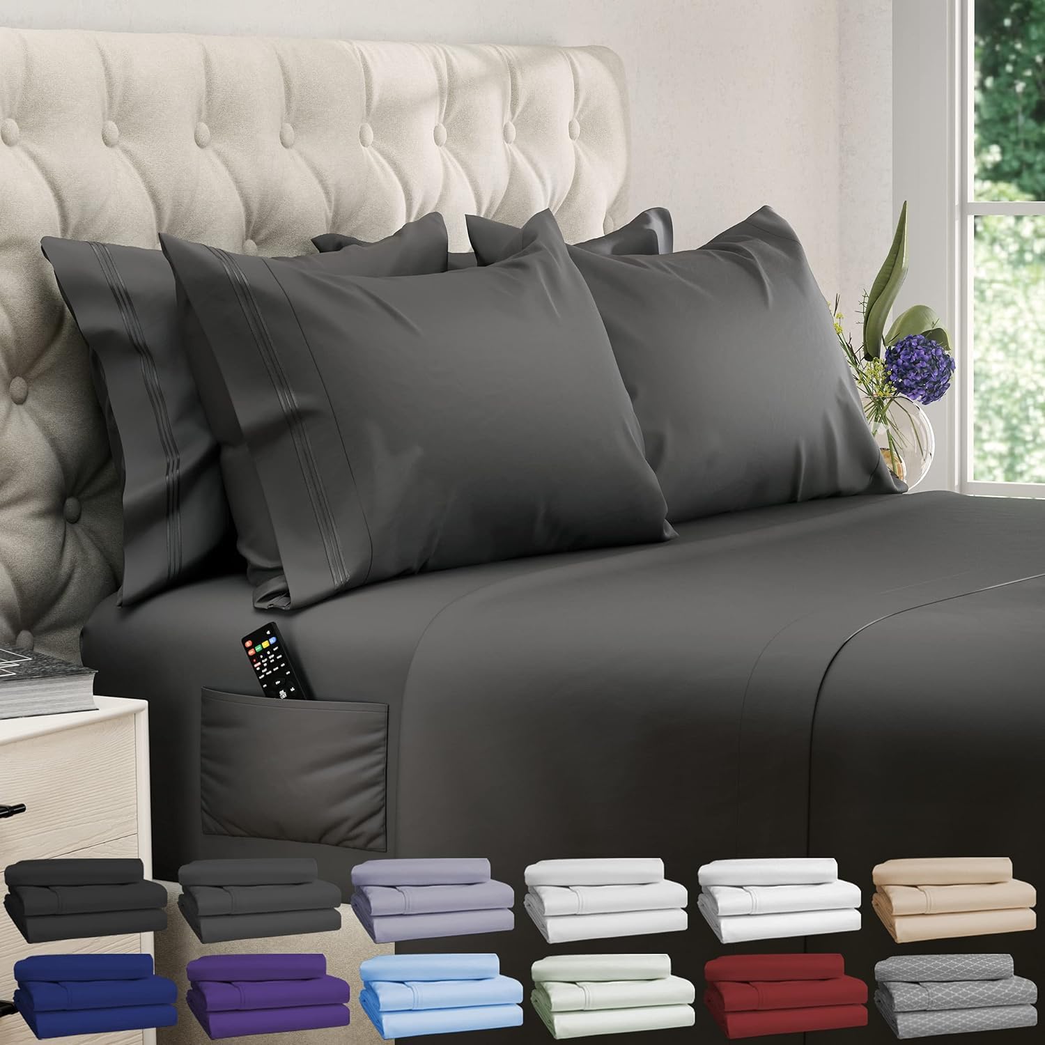 Dreamcare King Size Sheets Set - 6 Pcs Cooling Bed Sheets - Up To 21    Deep Pocket King Sheet Set - 2500 Supreme Collection - E