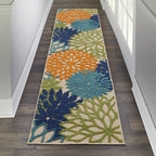 HomeRoots Multicolor 100% Polypropylene 2’ x 6' Orange Floral Outdoor Runner Rug
