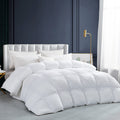 Luxurious White Solid Heavy Weight, California King Size Goose Feathers Down Comforter For Winter Weather Duvet Insert, Premium