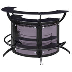 Coaster Home Furnishings Dallas 2-Shelf Curved Home Bar Smoke and Black Glass (Set of 3)