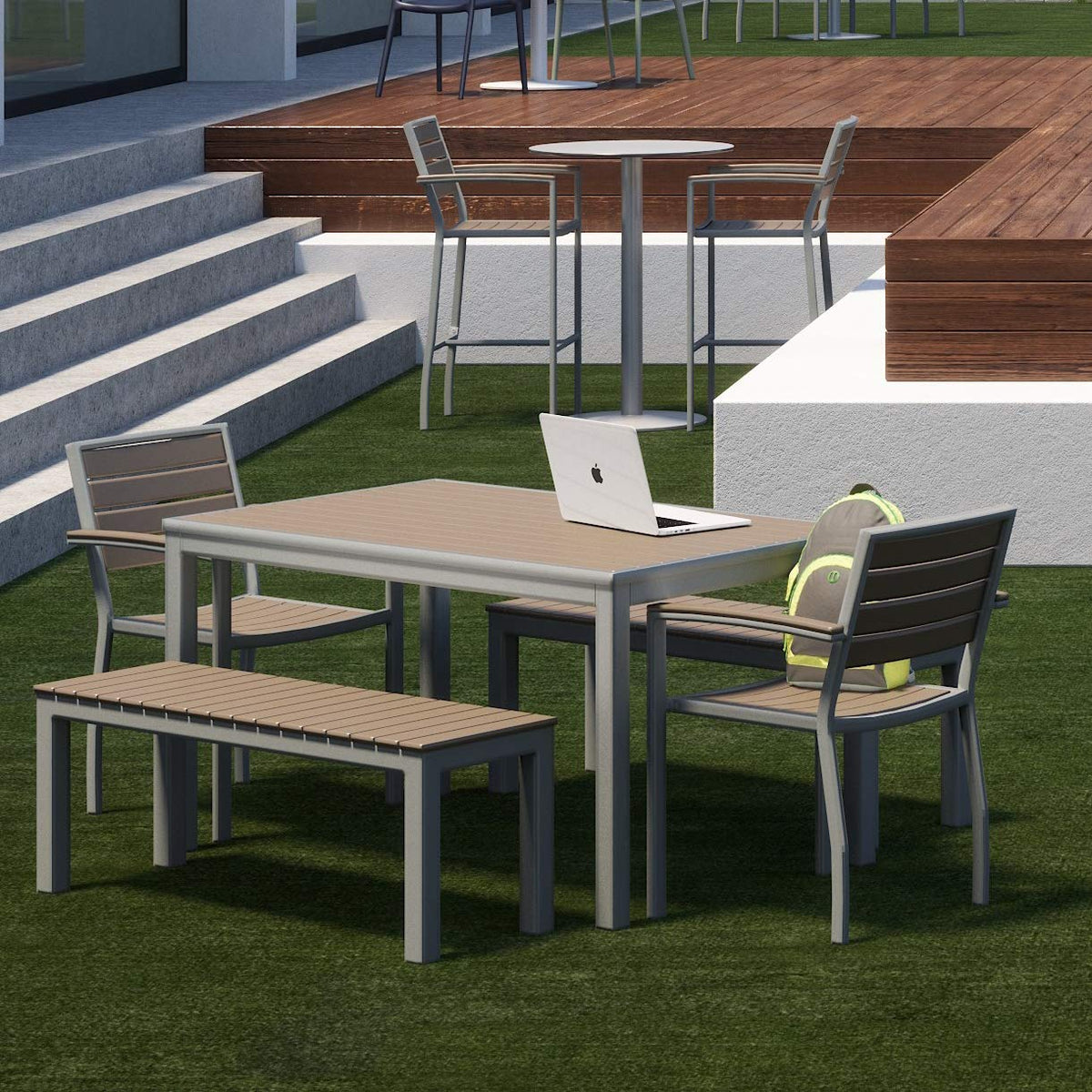 Olio Designs Series Ivy Patio Bench, Mocha/Silver