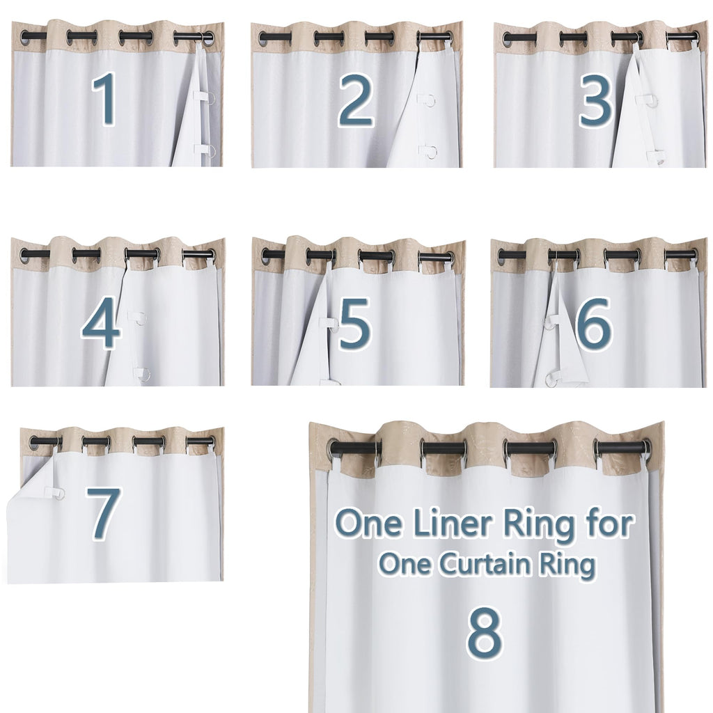 Chyhomenyc Bedroom Curtain Liners With 13 Rings, Privacy Energy Saving Blackout Liners For 84 Inch Curtains, Each 36'' Wx80 L, 2