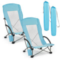 VEVOR Folding Beach Chair, High Back Camping Chairs for Adults, with Cup Pocket, Mesh Back, Carry Bag, Portable Extra Wide Seat 