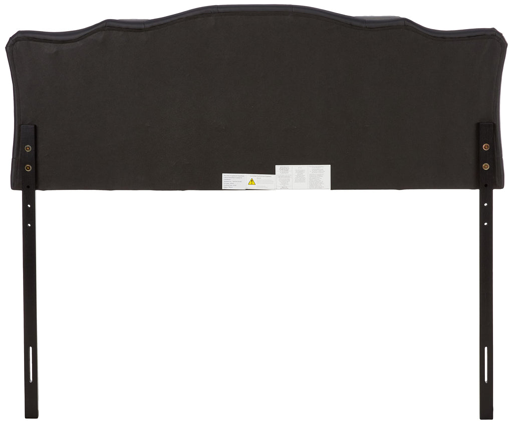 Baxton Studio Rita Modern and Contemporary Queen Size Black Faux Leather Upholstered Button-Tufted Scalloped Headboard
