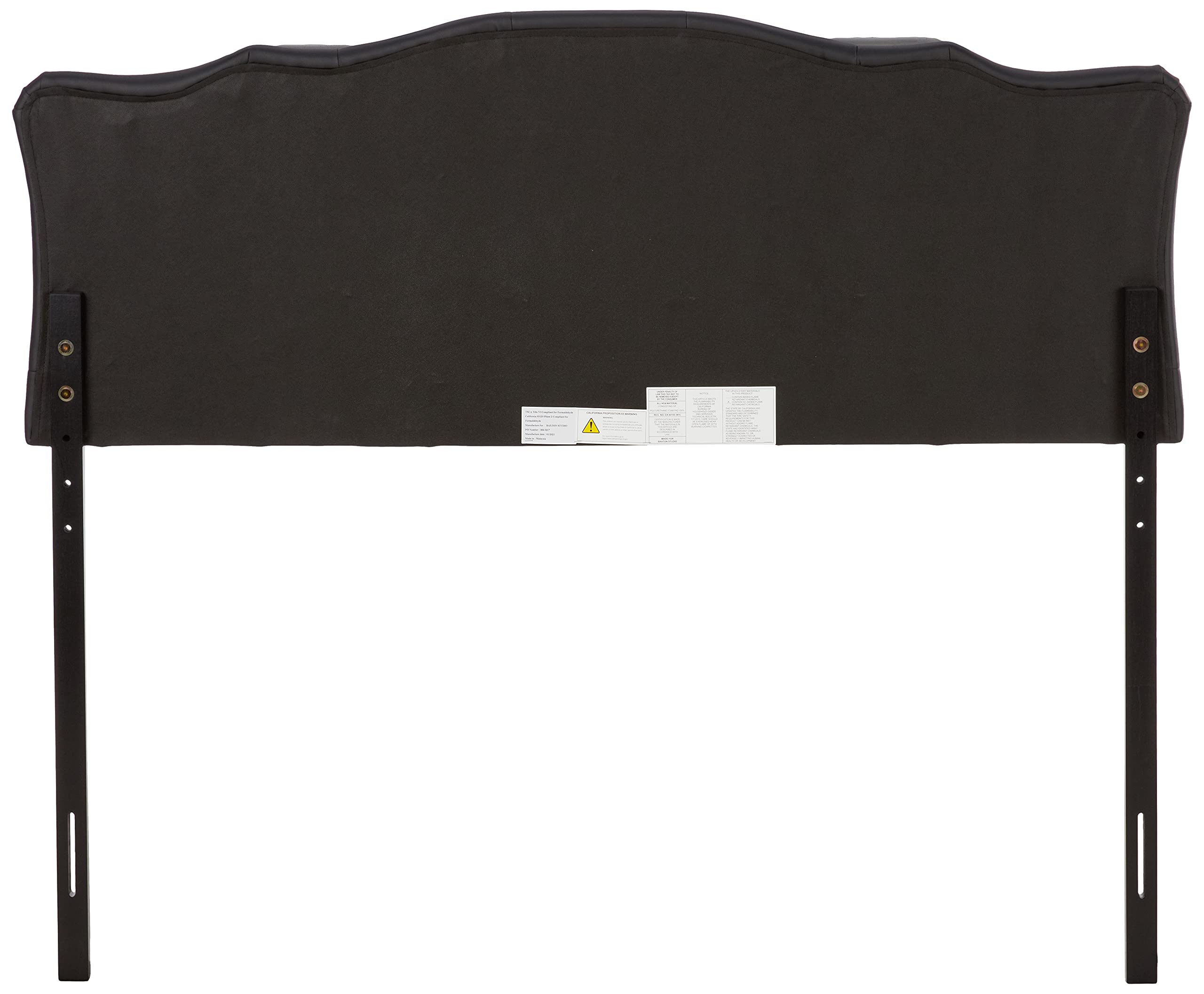 Baxton Studio Rita Modern and Contemporary Queen Size Black Faux Leather Upholstered Button-Tufted Scalloped Headboard