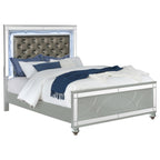 Coaster Home Furnishings Gunnison Modern Classic Leatherette Upholstered California King Size LED Panel Bed Frame 63-inch Headboard Silver Metallic 223211KW
