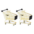 Beauy Girl 2 Pcs Mini Metal Shopping Cart, Mini Shopping Grocery Cart Supermarket Handcart Trolley Handcart Toy Shopping Carts