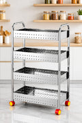 Swadhin Stainless Steel Vegetable Storage Rack With Wheels, 4 Tier