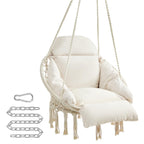 Songmics Hanging Chair, Hammock Chair With Large, Thick Cushion, Boho Swing Chair For Bedroom, Patio, Balcony, Garden, Holds Up To 264 Lb, Accessories Included, Cream White Ugdc042M01