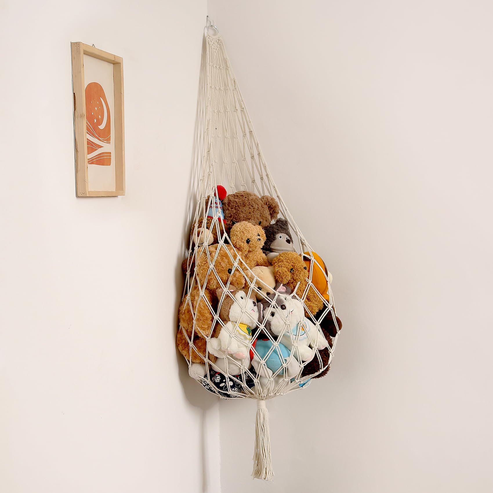 Amdermi Stuffed Animal Storage Organizers Corner Hanging Ne 60 L Stuffy Animal Hammock Macrame Toy Display Plush Toy Holder Wall