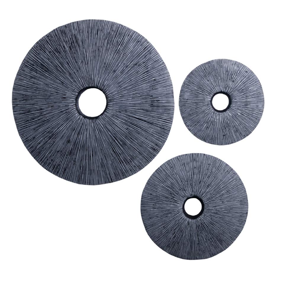 HomeRoots Decor 1-inch x 30-inch x 30-inch Gray, Sandstone, Ribbed, Round with Middle Hole - Wall Decor