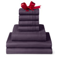 Mellanni Split King Sheet Set - 7-Piece Iconic Collection Bedding, (Including 4 Pillowcases), 16-Inch Deep Pocket, Easy Care, Extra Soft, Cooling Sheets, Brushed Microfiber - Purple