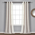 Lush Decor Farmhouse Textured Grommet Sheer Window Curtain Panel Pair, 38'W X 108'L, Beige