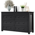Dresser for Bedroom with 6 Drawers, Farmhouse Wood Chest of Drawers, Wide TV Stand Closet Storage Furniture with Metal Handle, M