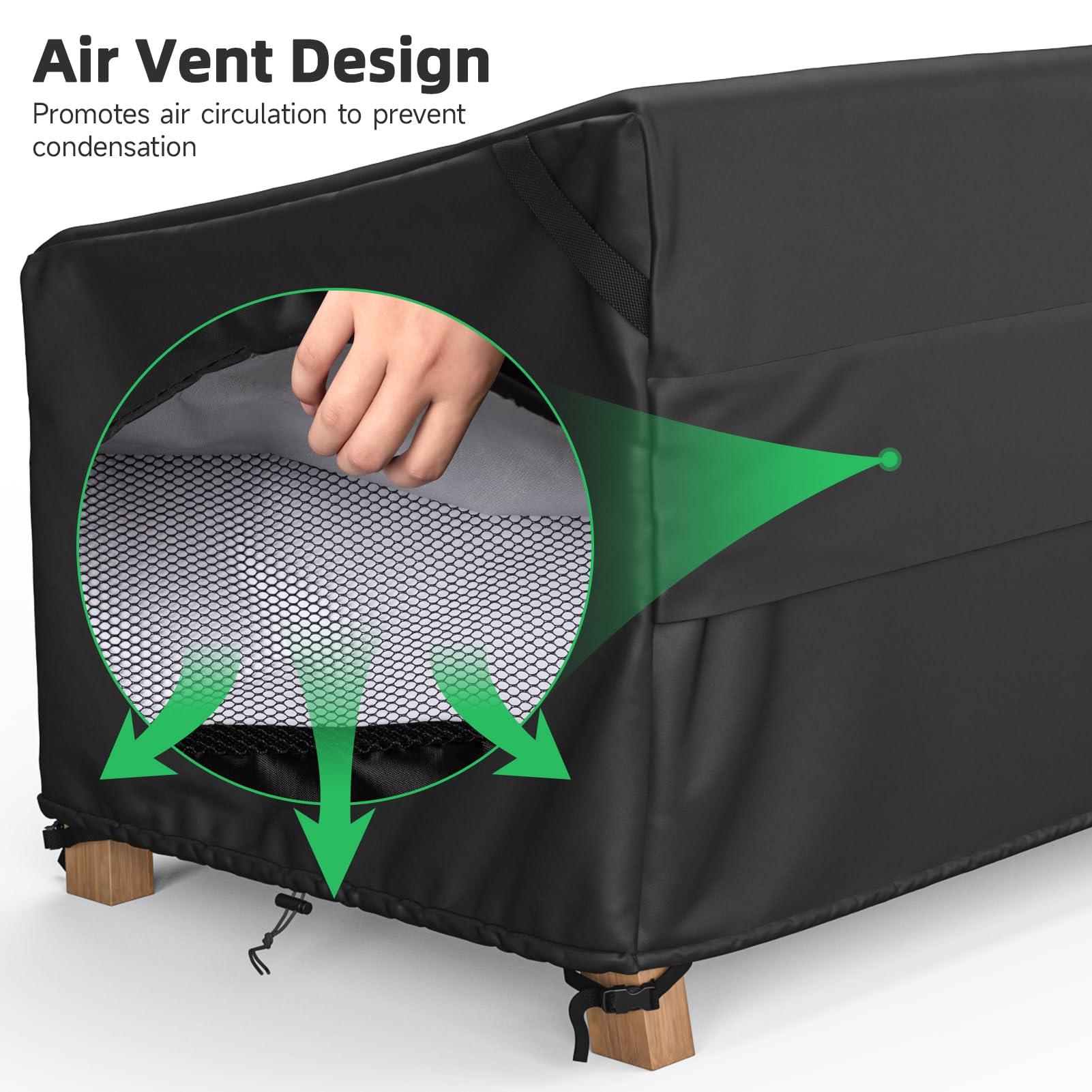 Mr.Cover 3-Seater Outdoor Couch Cover, Patio Furniture Covers Waterproof, Fits Up To 88W X 40D X 35H Inches, With Air Vent And Handles, Black