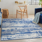 HomeRoots Ivory Navy 100% Polypropylene 5’ x 7’ Ivory and Navy Oceanic Area Rug