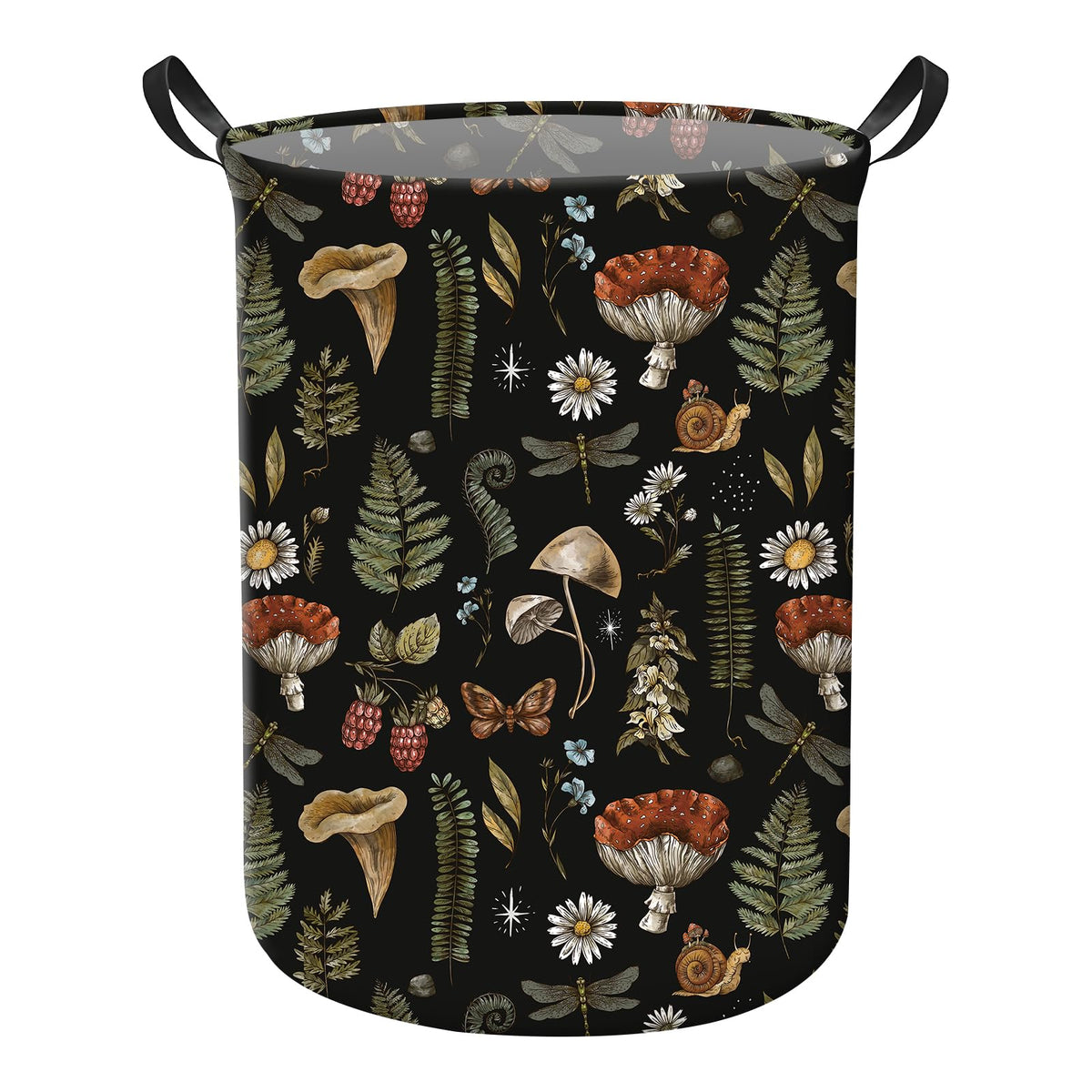 ABUIFDK Cute Laundry Basket, Large Round Collapsible Canvas Hamper with Sturdy Handles, Foldable Storage Bin for Clothes, Blanke