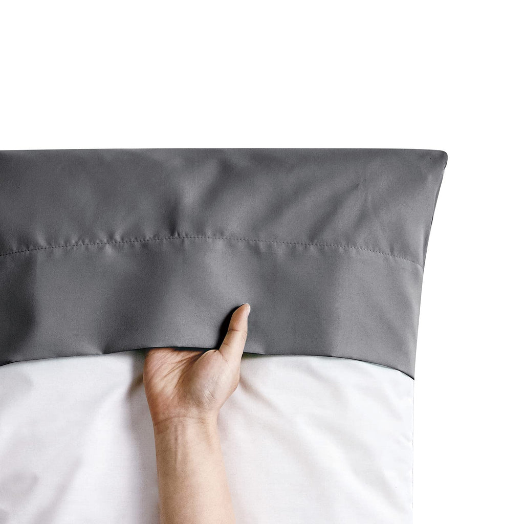 Freshculture Dark Grey Pillowcases King Size 12 Pack - Bulk Pillowcase Set - Envelope Closure - Soft Brushed Microfiber Fabric -
