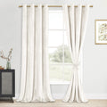 Dwcn Ivory Velvet Curtains 96 Inches Long - Elegant Thermal Insulated Noise Absorb Tieable Grommet Curtains Warm Soft Texture Pr