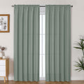 Lecloud Bessie Sage Green Curtains 84 Inches Long 2 Panels, Cozy Light Filtering Faux Linen Curtains, Durable Farmhouse Drapes w