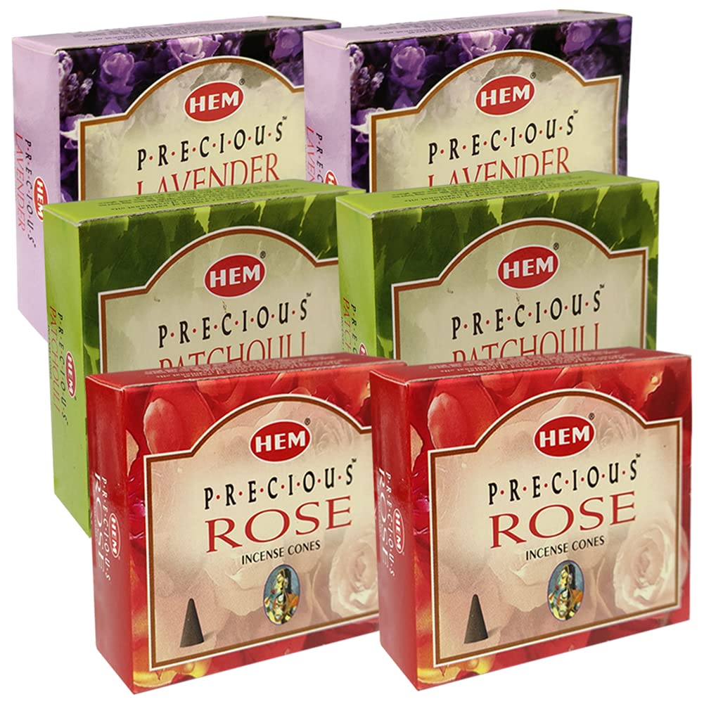 Lavender Patchouli Rose Incense Cones & Holder Bundle Variety Pack From Hem Trumiri Insense Insence