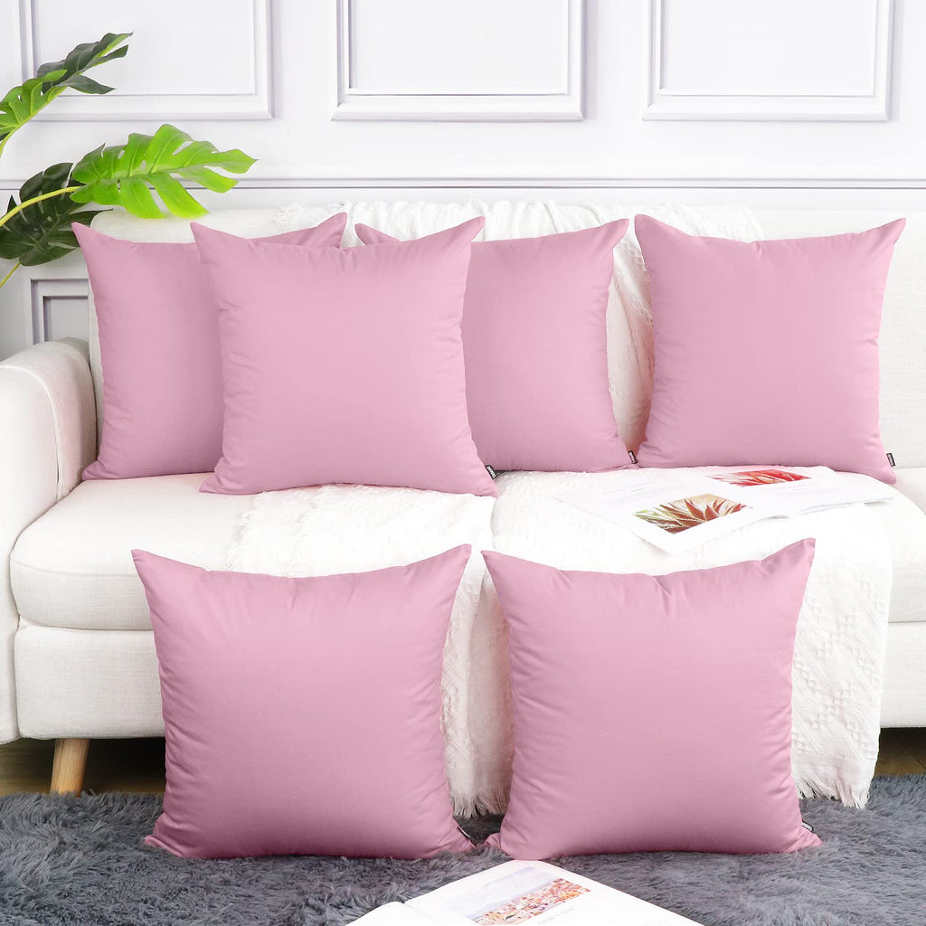 Coddsmz 6 Pack Decorative 100% Cotton Pillow Covers Square Cushion Cover Solid DIY Throw Pillowcase for Spring Home Bed Sofa Hal