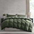 Nestl Olive Green California King Duvet Cover Sets - Soft Prewashed Cal King Duvet Cover, 3 Piece, With Zipper Closure, 1 Duvet Cover 104X98 Inches And 2 Pillow Shams - No Comforter
