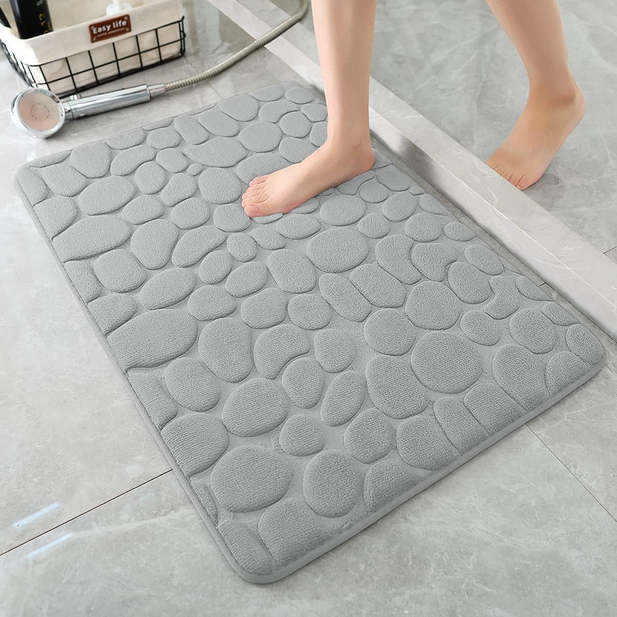 Elvana Quick Dry Water Absorbent Stone Bath Mat | NonSlip Bathroom Rug | Machine Washable Floor Mat for Bathroom, Laundry Room 