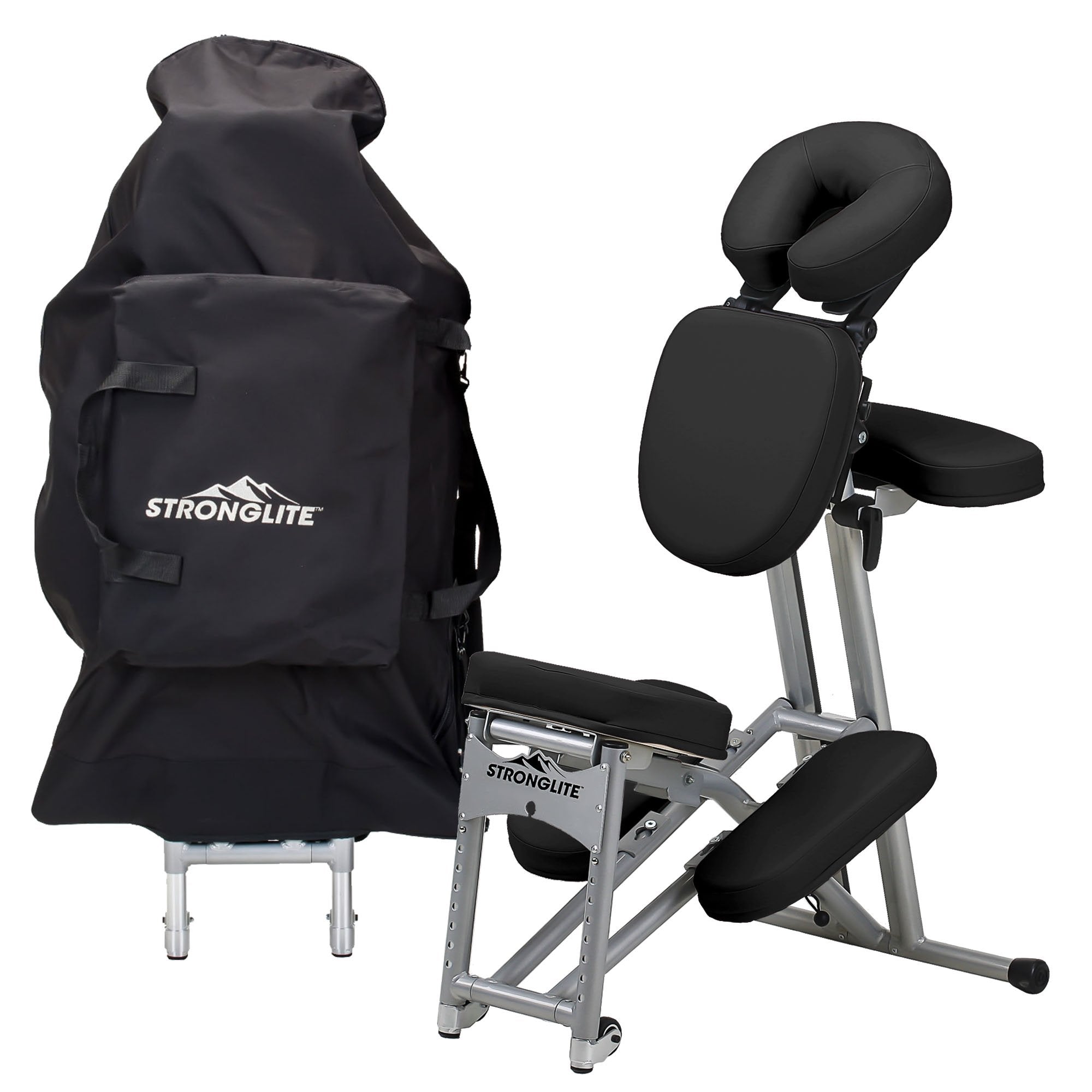 STRONGLITE Portable Massage Chair Ergo Pro II - Ultra-Strong, Lightweight, Folding Tattoo Spa Massage Chair with Wheels & Carry 
