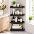 KAVIRA Corner Shelf for Bathroom| Triangle Rack for Storage|Plastic Shelf for Bathroom, Kitchen (Black, 4L)