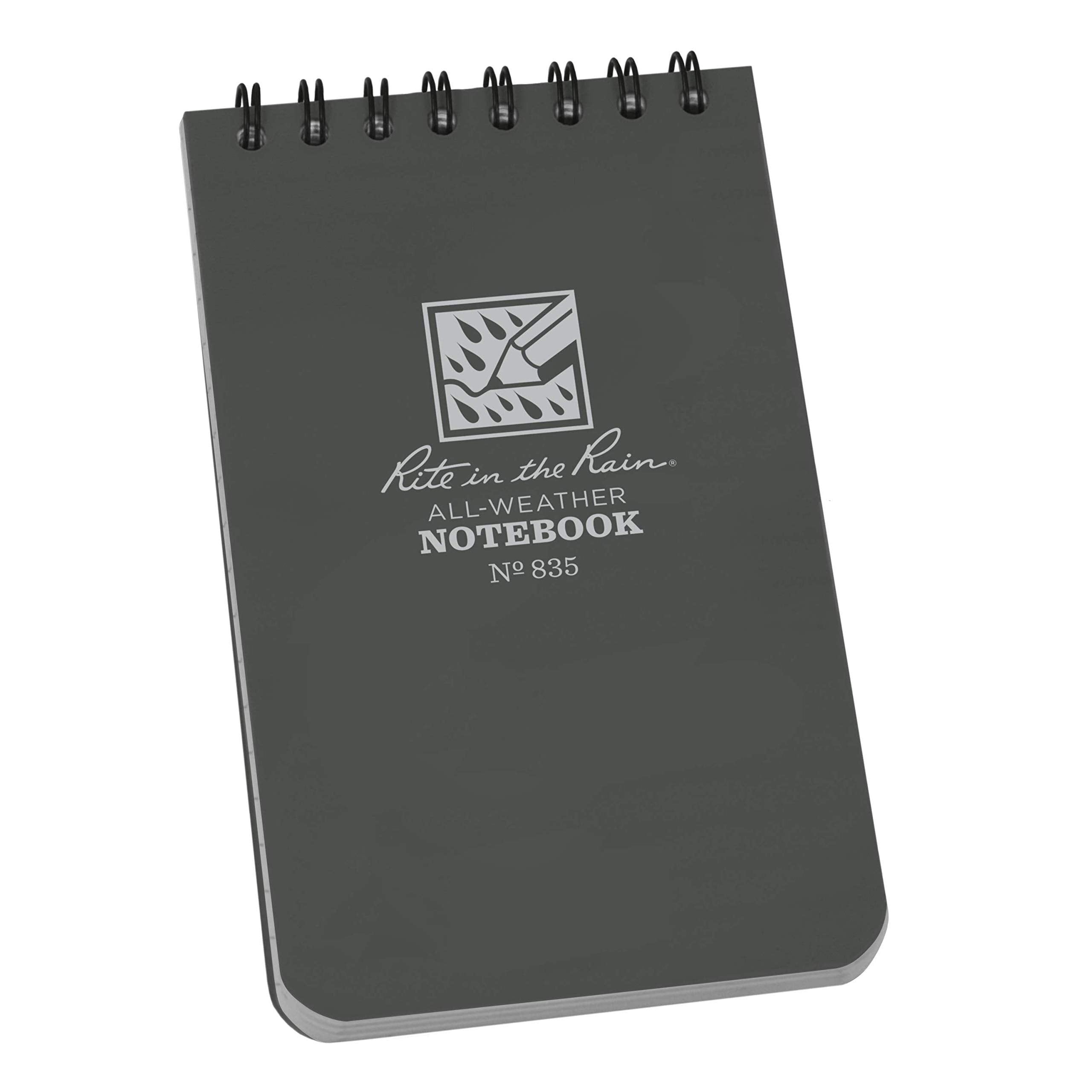 Rite In The Rain Weatherproof Top Spiral Notebook, 3' X 5', Gray Cover, Universal Pattern, 6 Pack (No. 835L6)