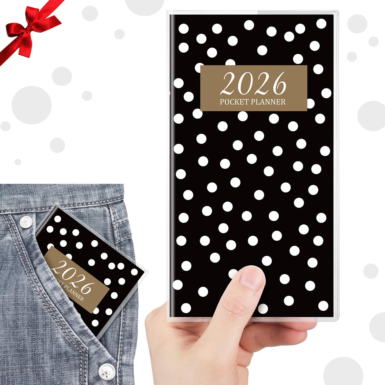 ReliThick 2026 Pocket Calendar for Purse Small Monthly Planner for Women Handy Weekly Pocket Planner Journal Notebook Christmas 