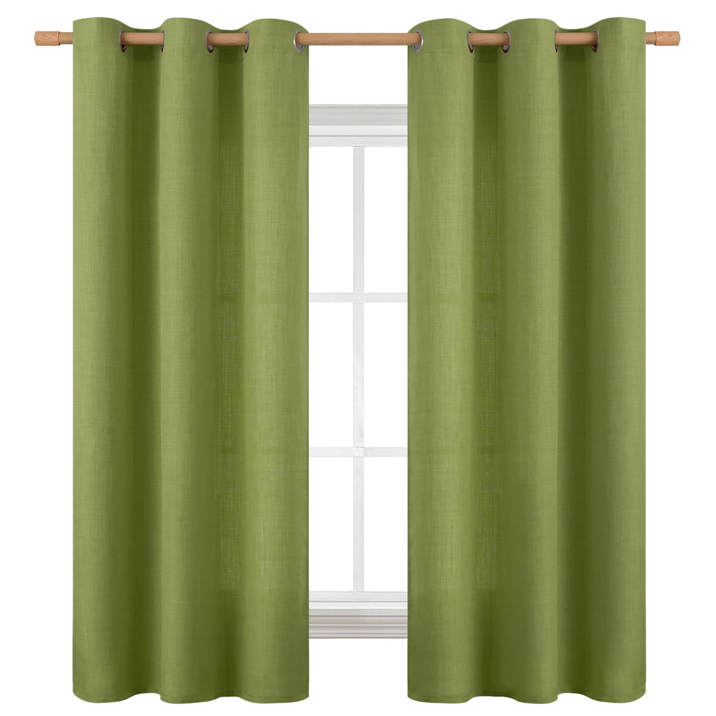 Bgment Curtains 63 Inch Length 2 Panels Set For Bedroom, Grommet Thick Linen Look Burlap Textured Light Filtering Privacy Window Drapes For Farmhouse Living Room, 42 X 63 Inch, Olive Green