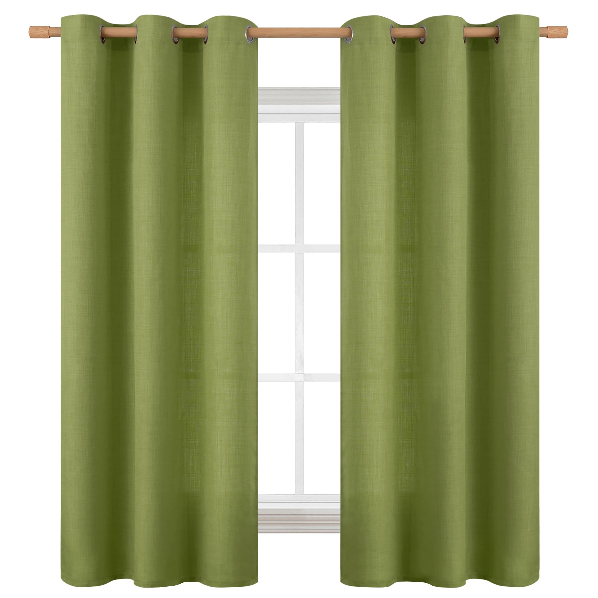 Bgment Curtains 63 Inch Length 2 Panels Set For Bedroom, Grommet Thick Linen Look Burlap Textured Light Filtering Privacy Window Drapes For Farmhouse Living Room, 42 X 63 Inch, Olive Green