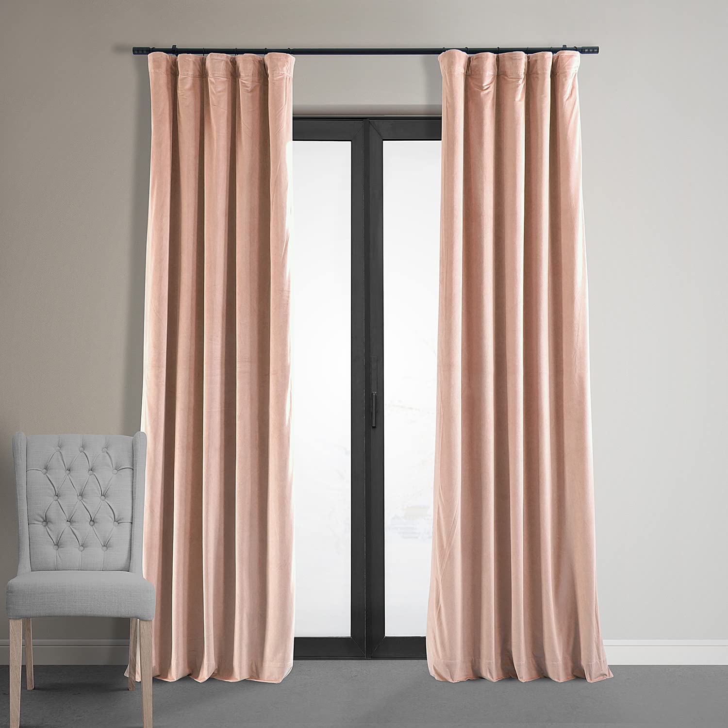 Hpd Half Price Drapes Signature Velvet Thermal Blackout Curtains For Living Room 84 Inch Long (1 Panel) Rod Pocket Insulated Blackout Curtains For Bedroom Window Curtains, 50W X 84L, Rosey Dawn