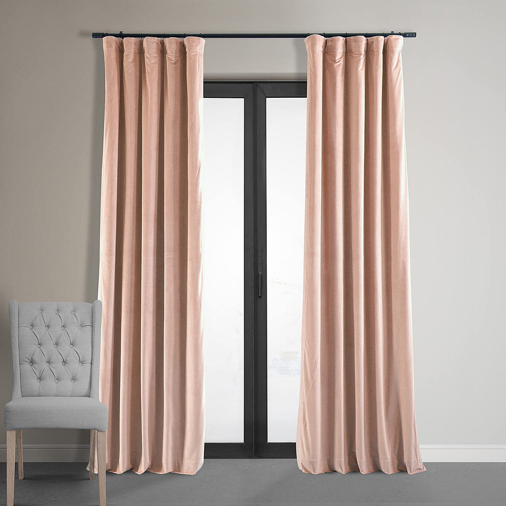 Hpd Half Price Drapes Signature Velvet Thermal Blackout Curtains For Living Room 96 Inch Long (1 Panel) Rod Pocket Insulated Blackout Curtains For Bedroom Window Curtains, 50W X 96L, Rosey Dawn